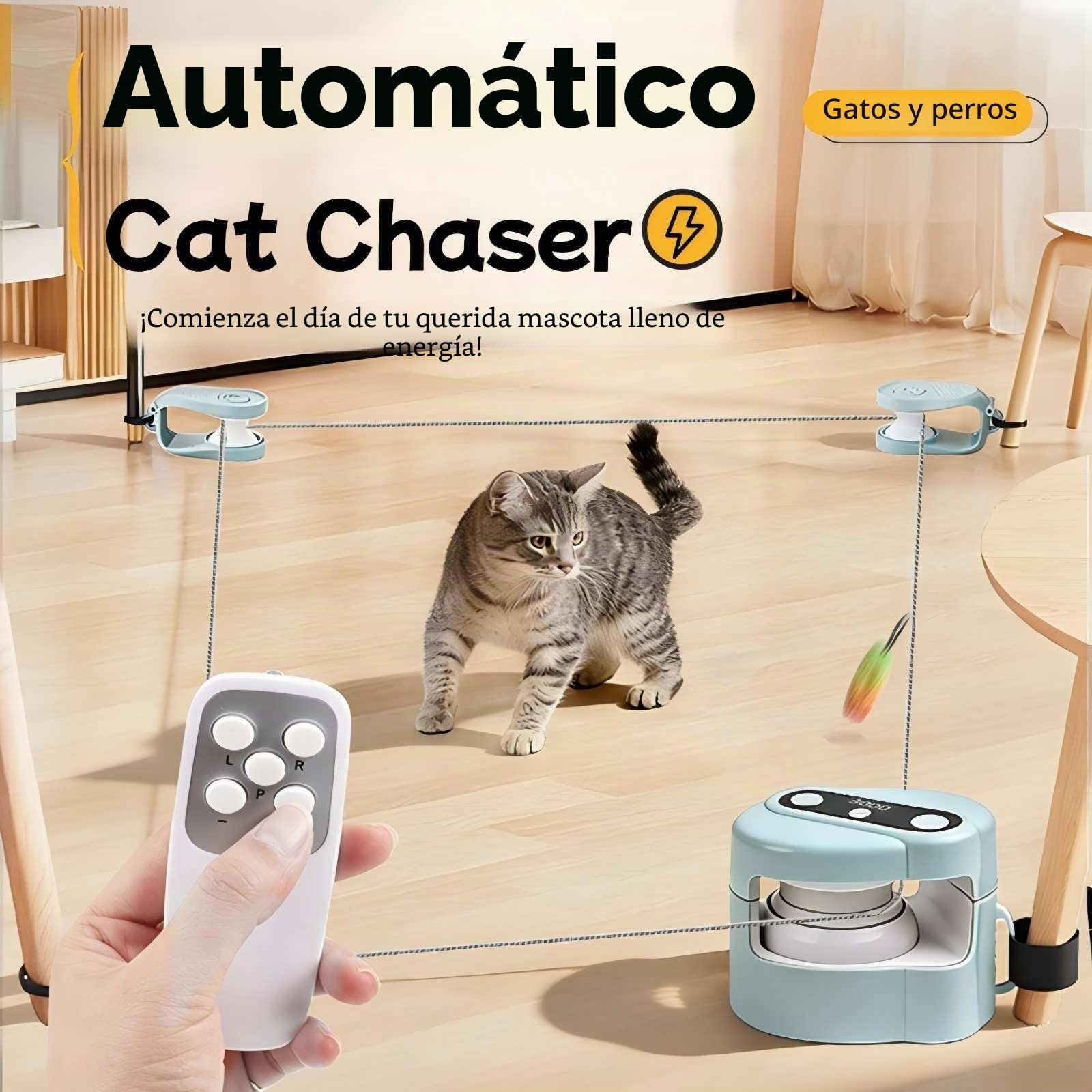 Juguete interactivo para gatos para interiores, juguete de persecución automática y manual de 3 velocidades, juguete de ejercicio de enriquecimiento de gatos para gatos aburridos de