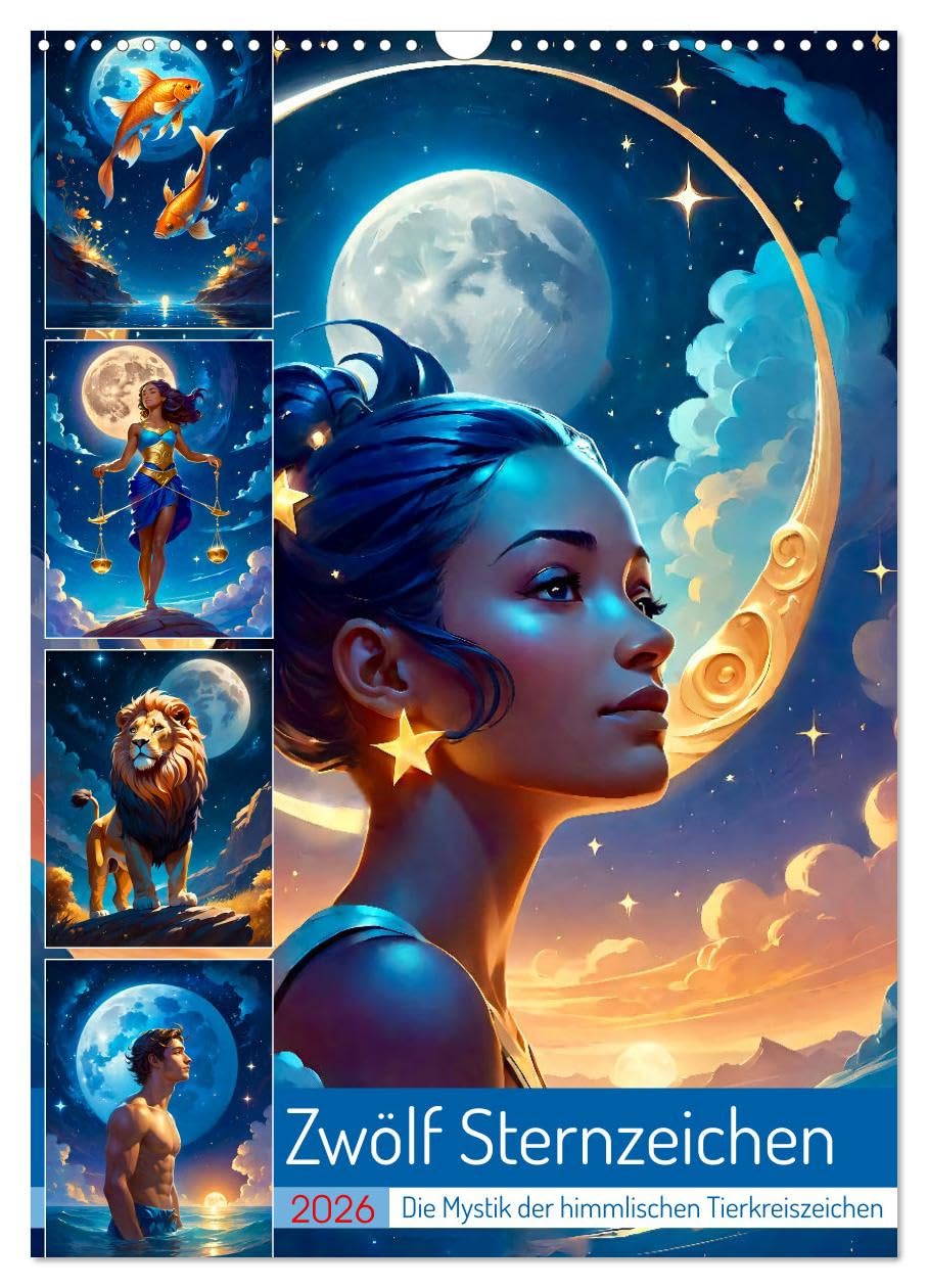 Twelve signs of the zodiac UK-Version (Wall Calendar 2026 DIN A3 Portrait), CALVENDO 12 Month Wall Calendar โ image 1