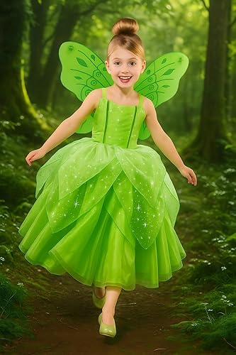 Miniatura 2 de Disfraz de princesa para niñas, disfraz de hada de Halloween, vestido verde de cuento de bebé, juego de rol, vestido verde