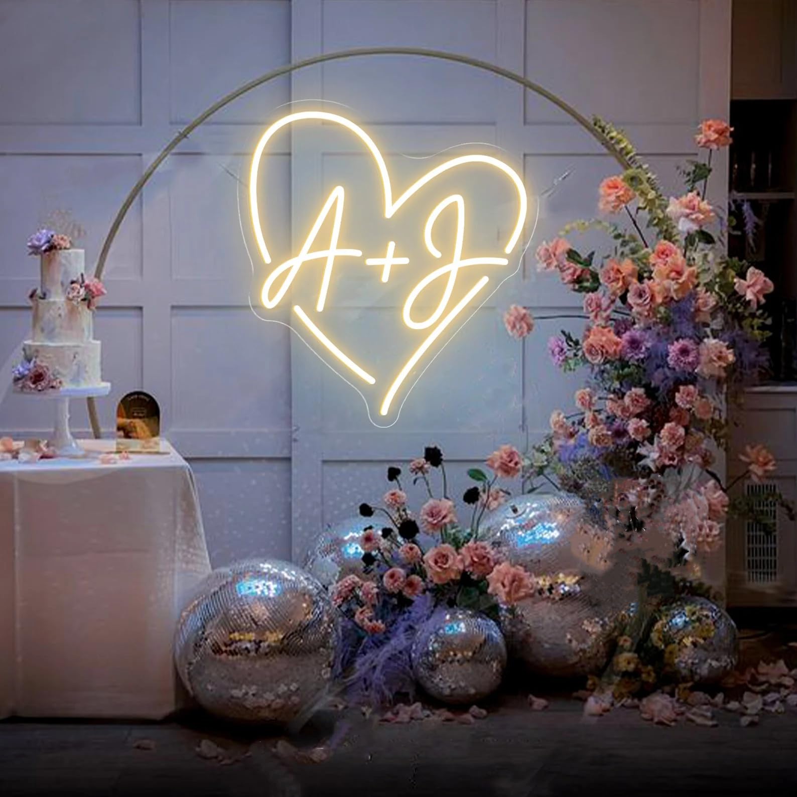 Custom Wedding Initials Neon Sign Custom Heart With Initials Neon Wedding Decor Bedroom Wall decor Neon Name Sign Personalized Gift — image 1