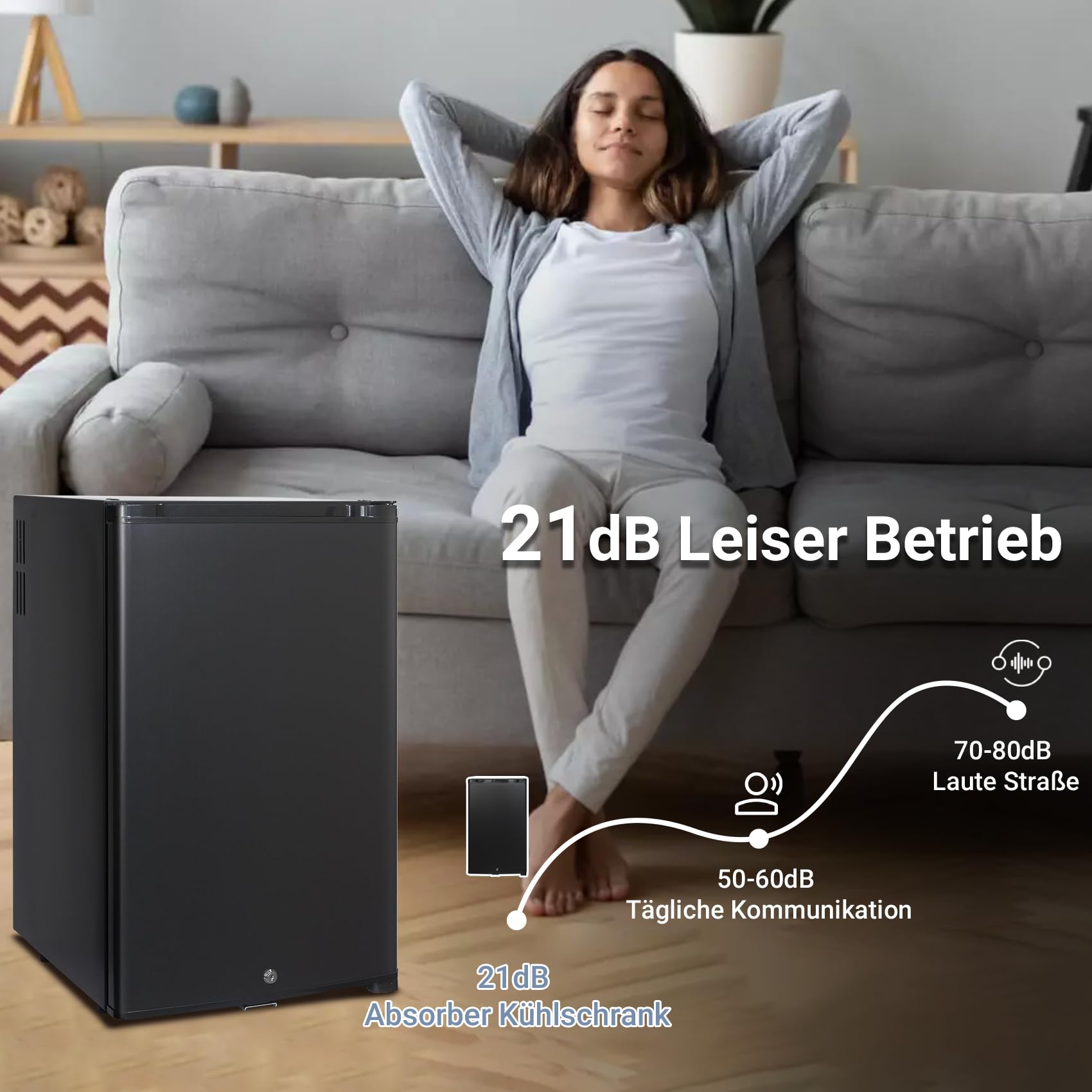 Camping Kühlschrank 50L, Kühlschrank 12V 230V, Kühlschrank Wohnwagen mit Schloss und Wendetür, Wohnmobil Kühlschrank, Minikühlschrank lautlos für Camping, Auto, Zimmer, Schwarz