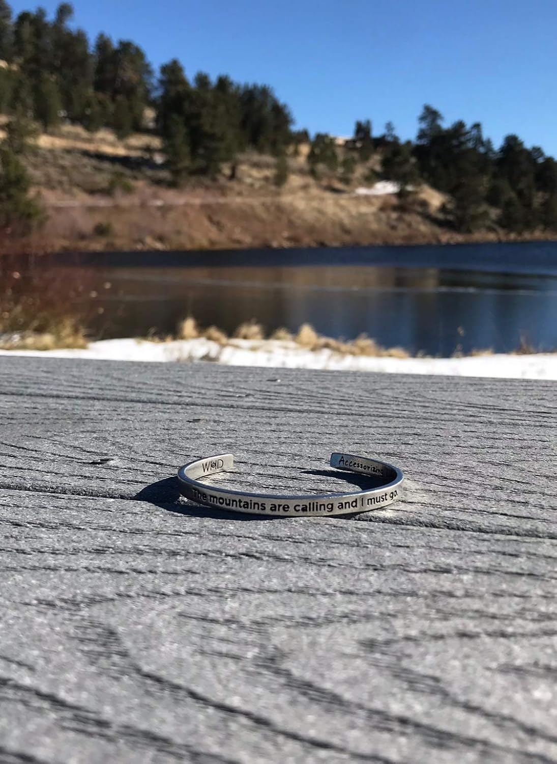 Whitney Howard Designs The Mountains Are Calling and I Must Go -John Muir Collection - Pewter Cuff Bracelet for Men or Women Made in USA