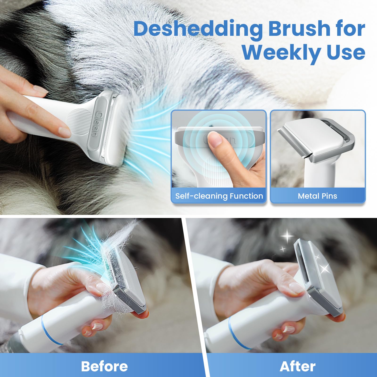 YISORA Kit per toelettatura e aspirapolvere per animali domestici, Tosatrice per Cani e gatti a pelo lungo Professionale, 5 Strumenti per la toelettatura Per la depilazione di cani e gatti