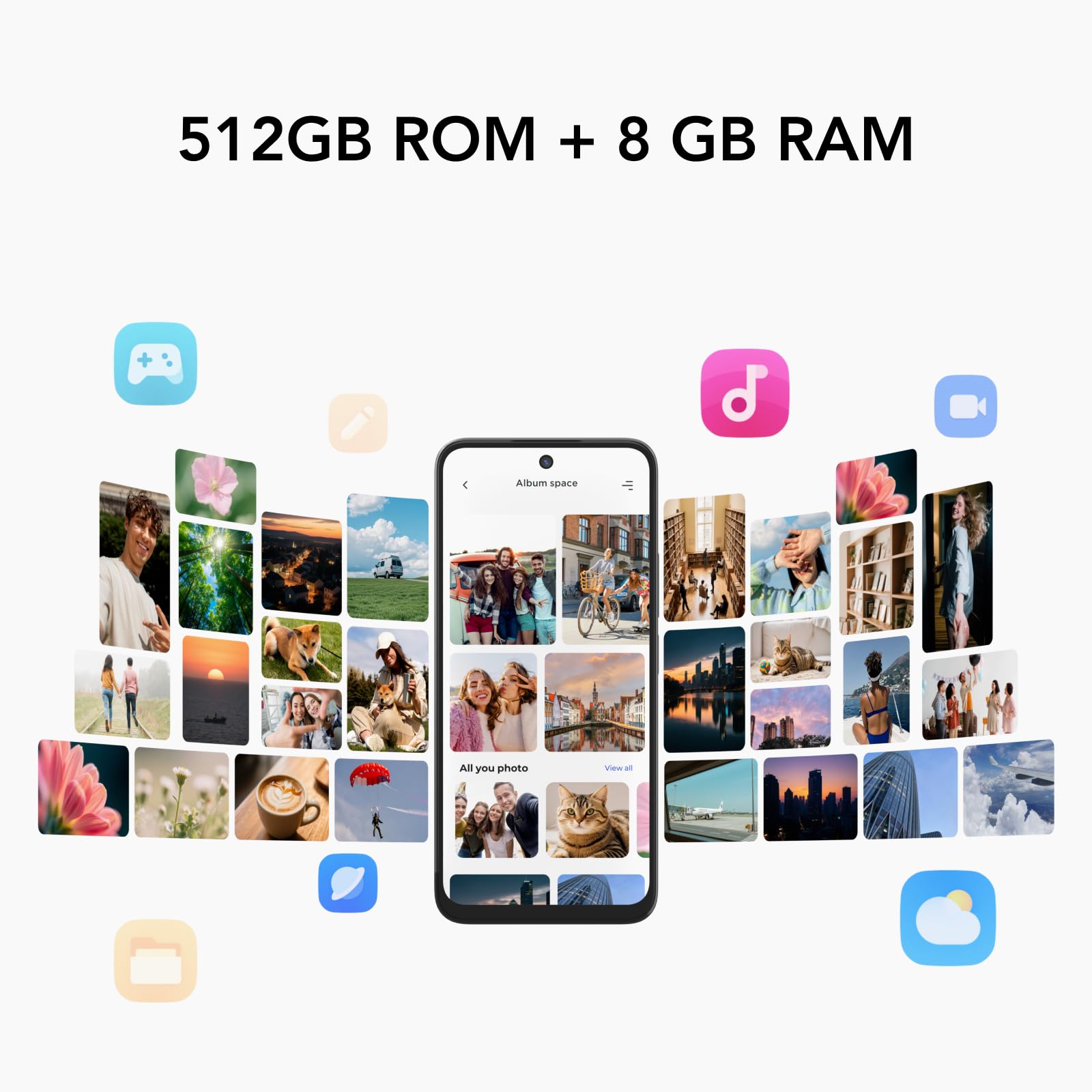 TCL 60 SE Cell Phone, Schermo HD+ da 6,7", Smartphone Sbloccato 8+512GB, Doppia fotocamera 50MP, Batteria Grande da 5000mAh, Smartphone Android 15, Altoparlanti Doppi, Bianco Blizzard