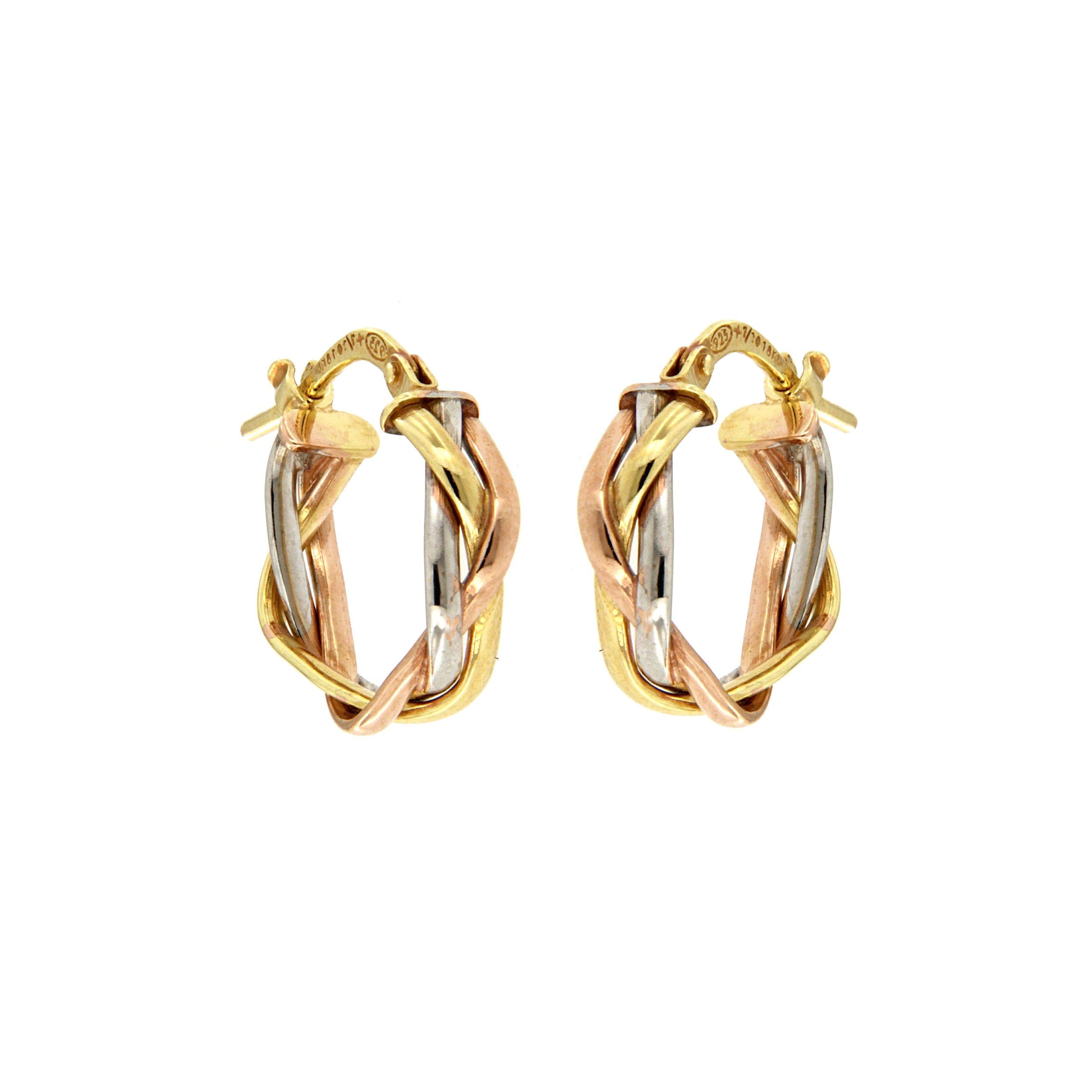 DelPia, Orecchino Modello Dea Aita Treccia in Oro 18 carati e Argento Sterling 925