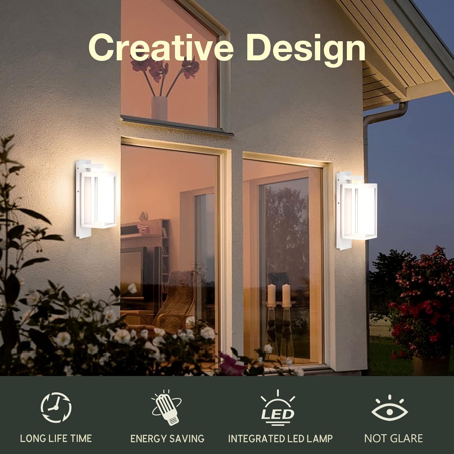 Outdoor Wall Sconce Light Exterior IP54 Waterproof LED Wall Light Fixture White Porch Light Outdoor Wall Mount Lamp Lantern Anti-Rust Aluminum for Patio Garage13W 750Lm 3000K