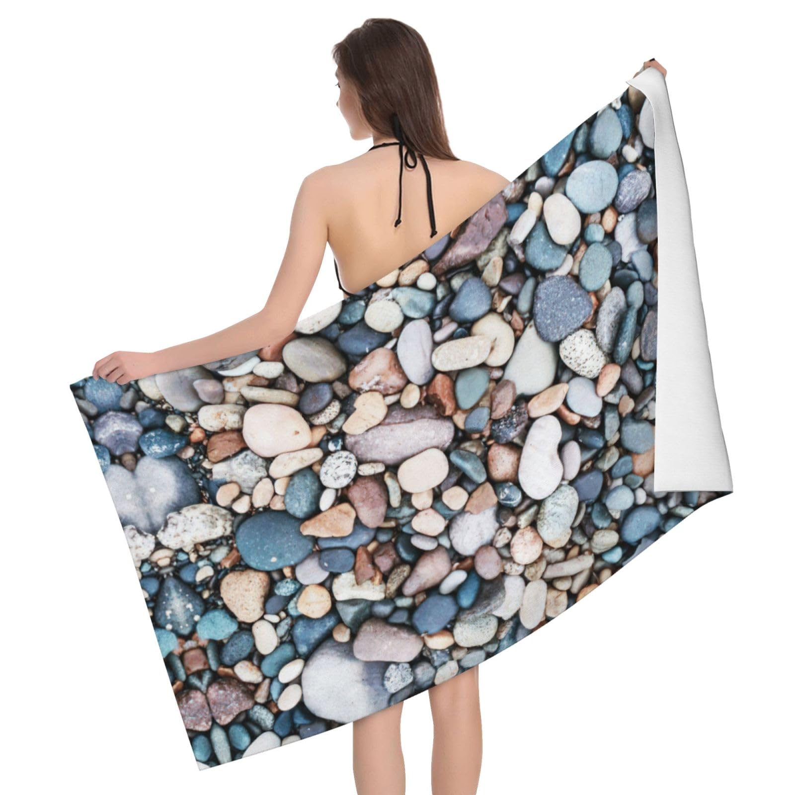 Serviette de bain microfibre galets : cadeau idéal anniversaire