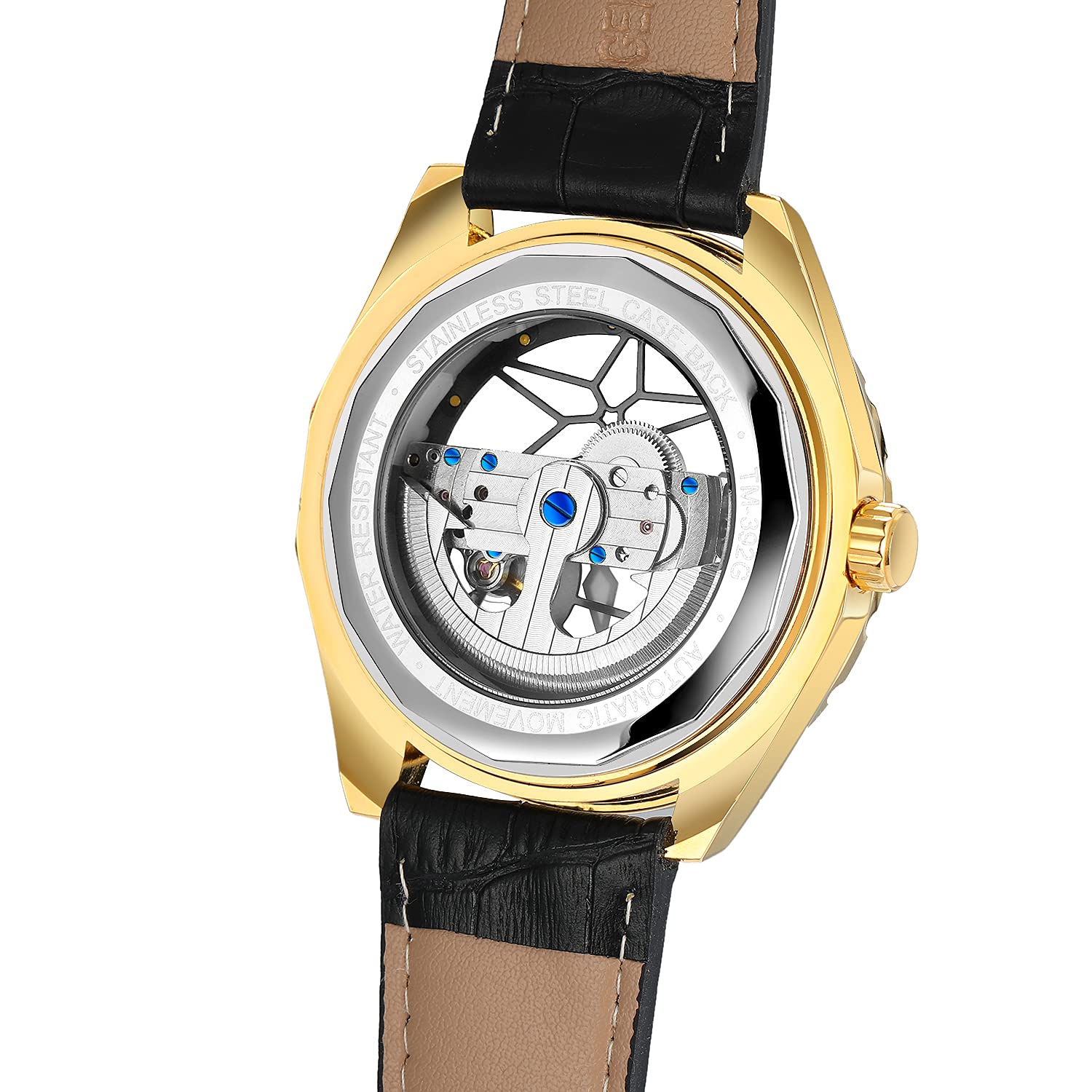 FORSINING Reloj mecánico de lujo para hombre, esfera grande, 48 mm, esqueleto transparente, impermeable, analógico