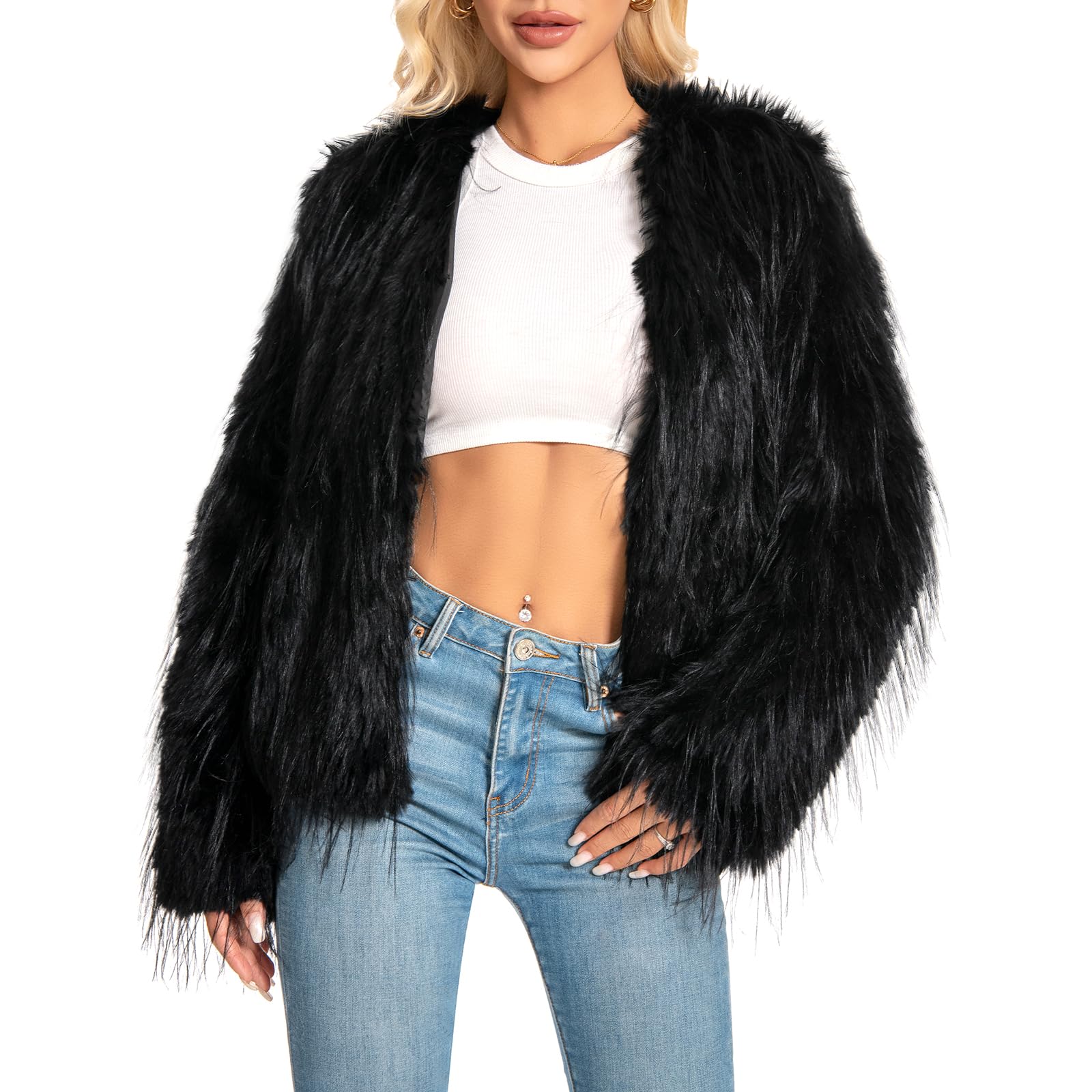 wellatent Fur Coats For Women, 2025 Plus Size Mongolian Faux Fuzzy Jacket Fluffy Long Sleeve Winter Coat with Pockets.-picture-33
