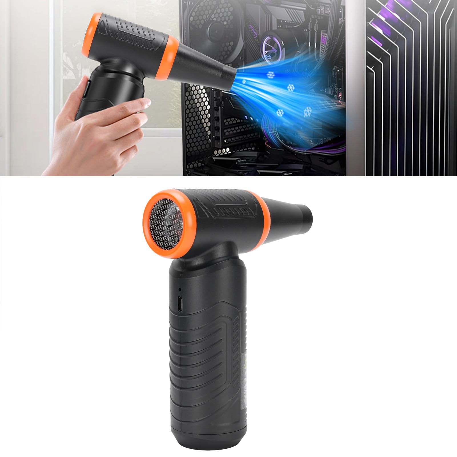Mini Soffiatore Ad Aria Compressa Ricaricabile, 130.000 Giri/min, con Motore Senza Spazzole, Senza Fili, per Pulizia di Auto, Tastiera, PC e Casa, Batteria da 6.000 MAh
