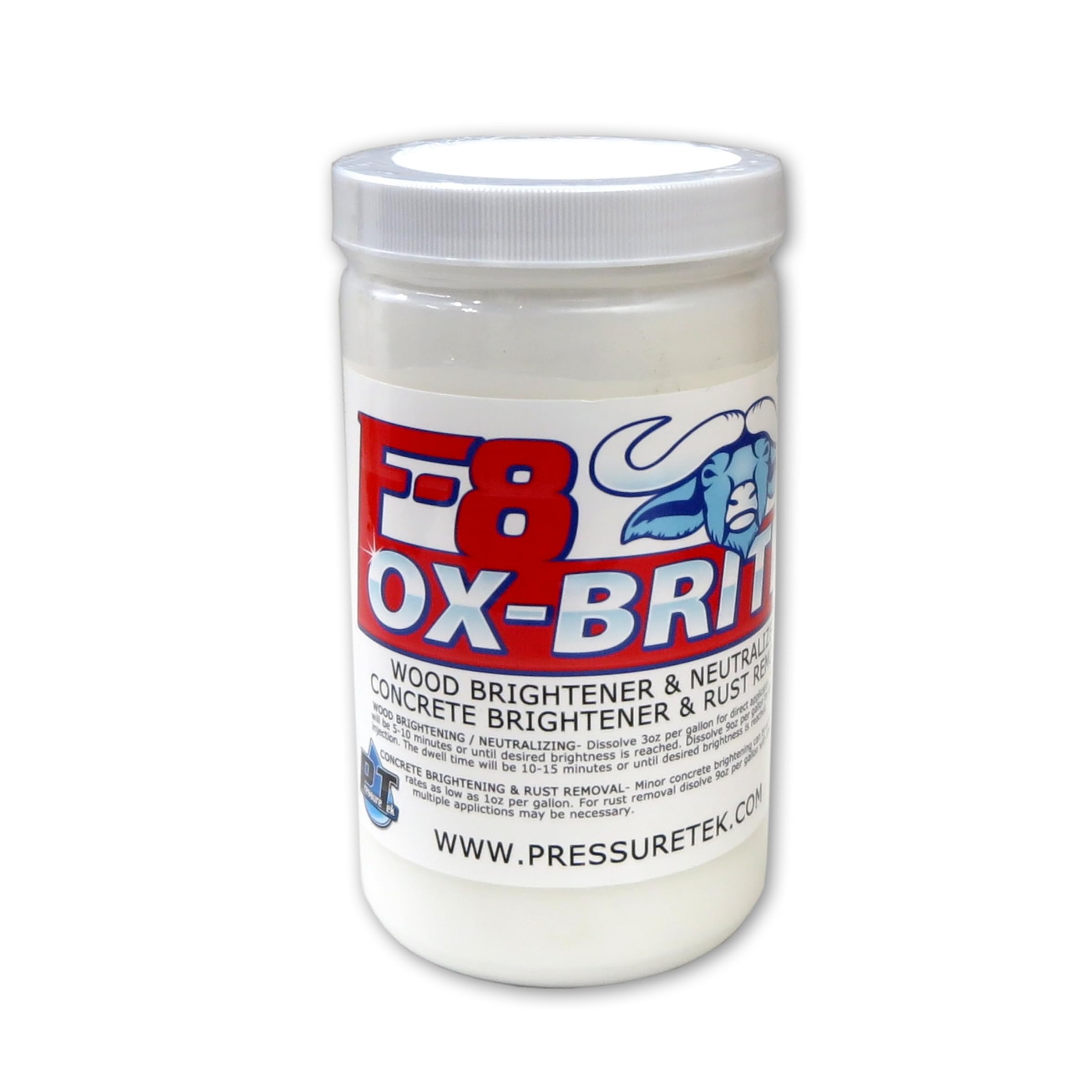 PressureTek F-8 Ox-Brite: Neutralizer and Brightener for Wood, Concrete, Vinyl Siding (1)