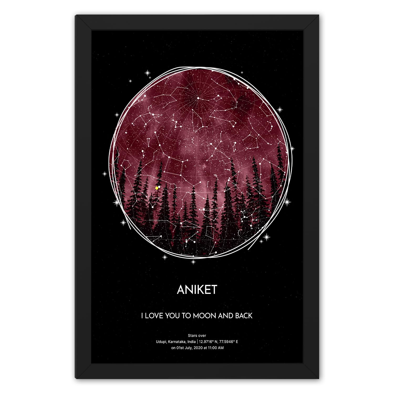 Ritwikas Personalized Starmap Pink Sky & Forest Background In Black Frame and Constellations with Name, Message And Date, Size 9.5 x 13.5 Inch, With Glass, Set of 1 (Pink Sky & Forest) (B0CB4GWW9Y) Amazon Price History, Amazon Price Tracker