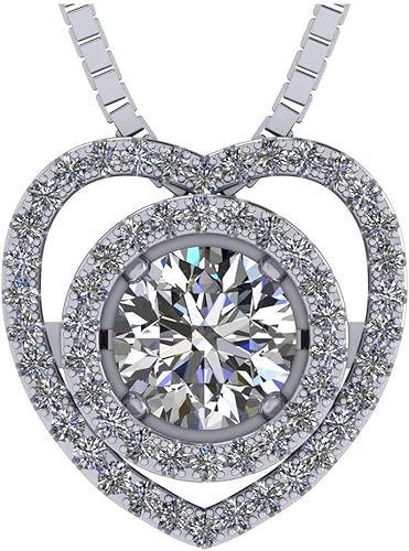 Collar con colgante de círculo en corazón de plata de ley 925 maciza con circonita Swarovski