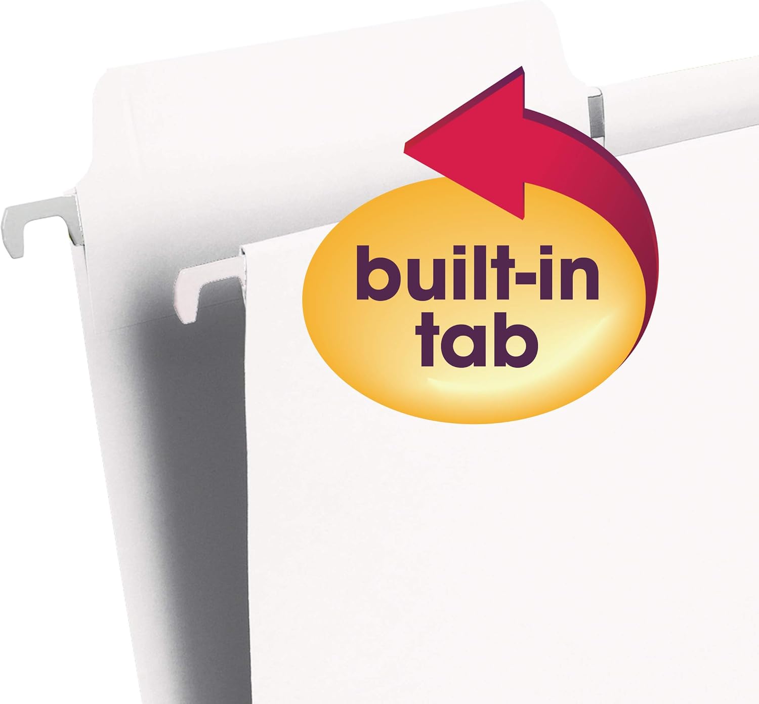 Smead FasTab Hanging File Folder, 1/3-Cut Built-in Tab, Letter Size, White, 20 per Box (64002) : Office Products