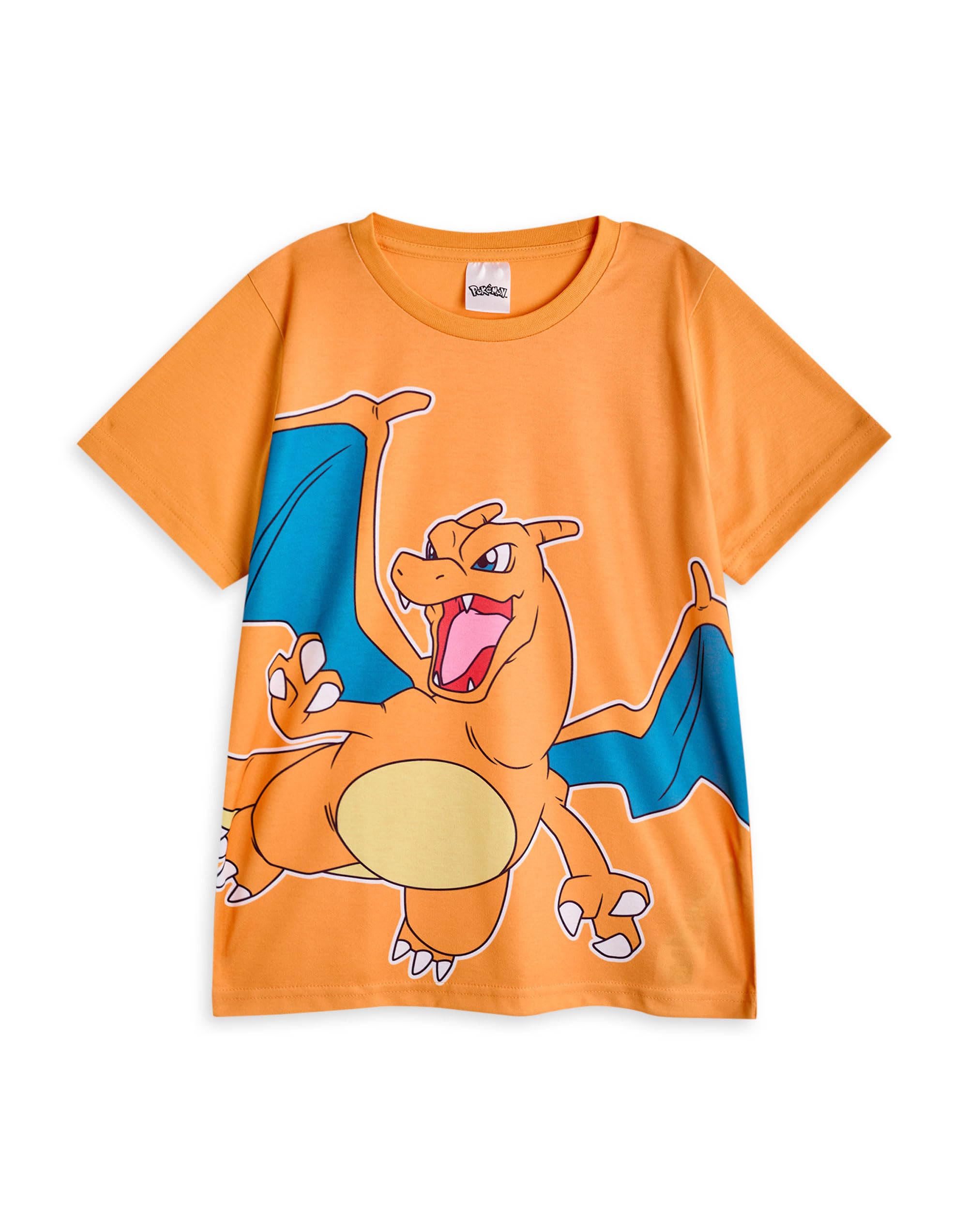 Pokémon Set Pigiama per Ragazze | Top a Maniche Corte con Grafica Pikachu Gengar e Charizard per Bambini e Pantaloni Pigiama a Gamba Lunga in Giallo Viola e Arancione