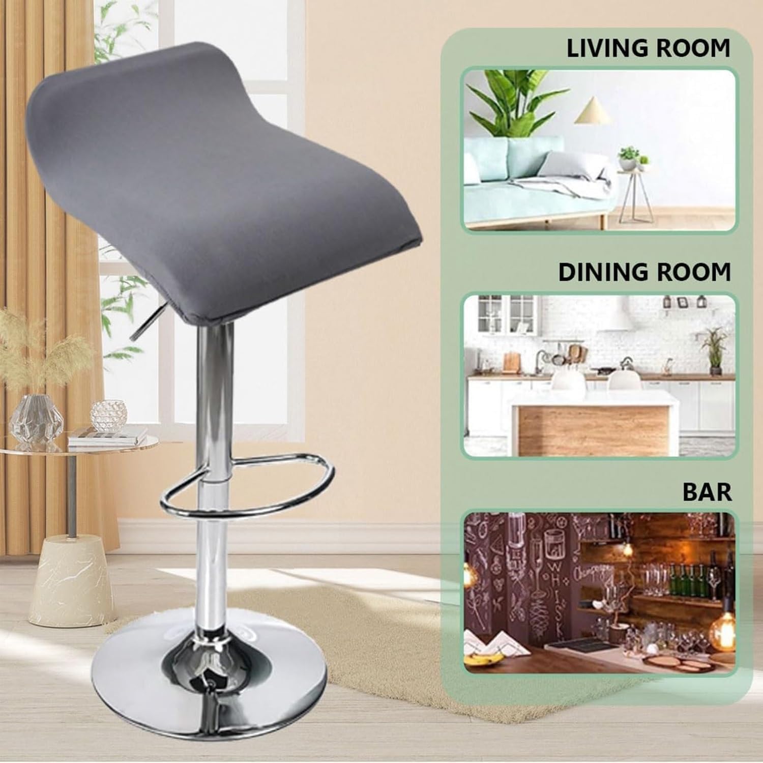 Set of 6/4/2/1 Square Bar Stools Covers，with Elastic Bottom，Swivel Counter Height Printed Barstools Slipcovers，Backless Dining Protector Chair Covers for Kitchen Cafe Pub(B1,4PCS)