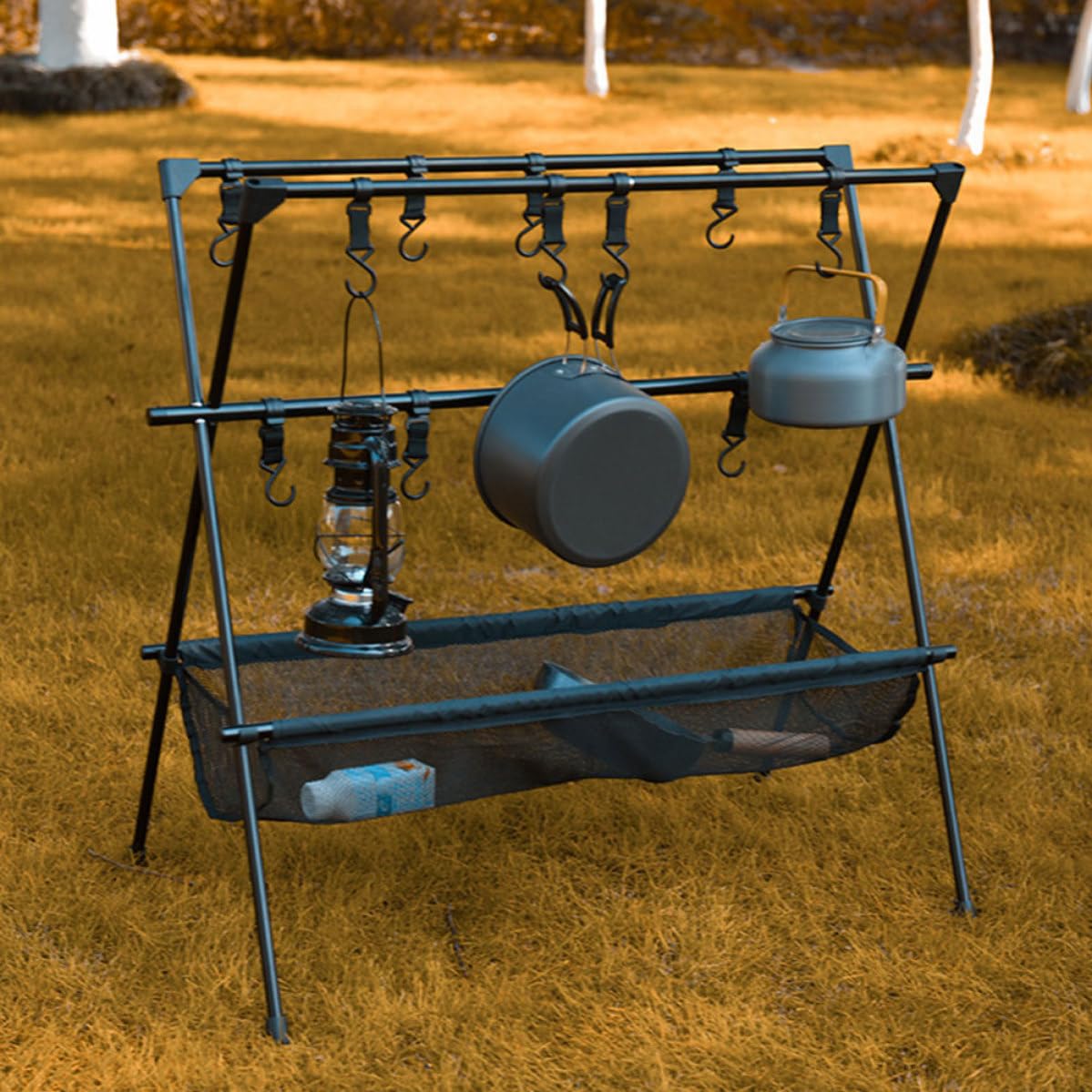 Trépied de Camping Pliable en Alliage D’aluminium Noir