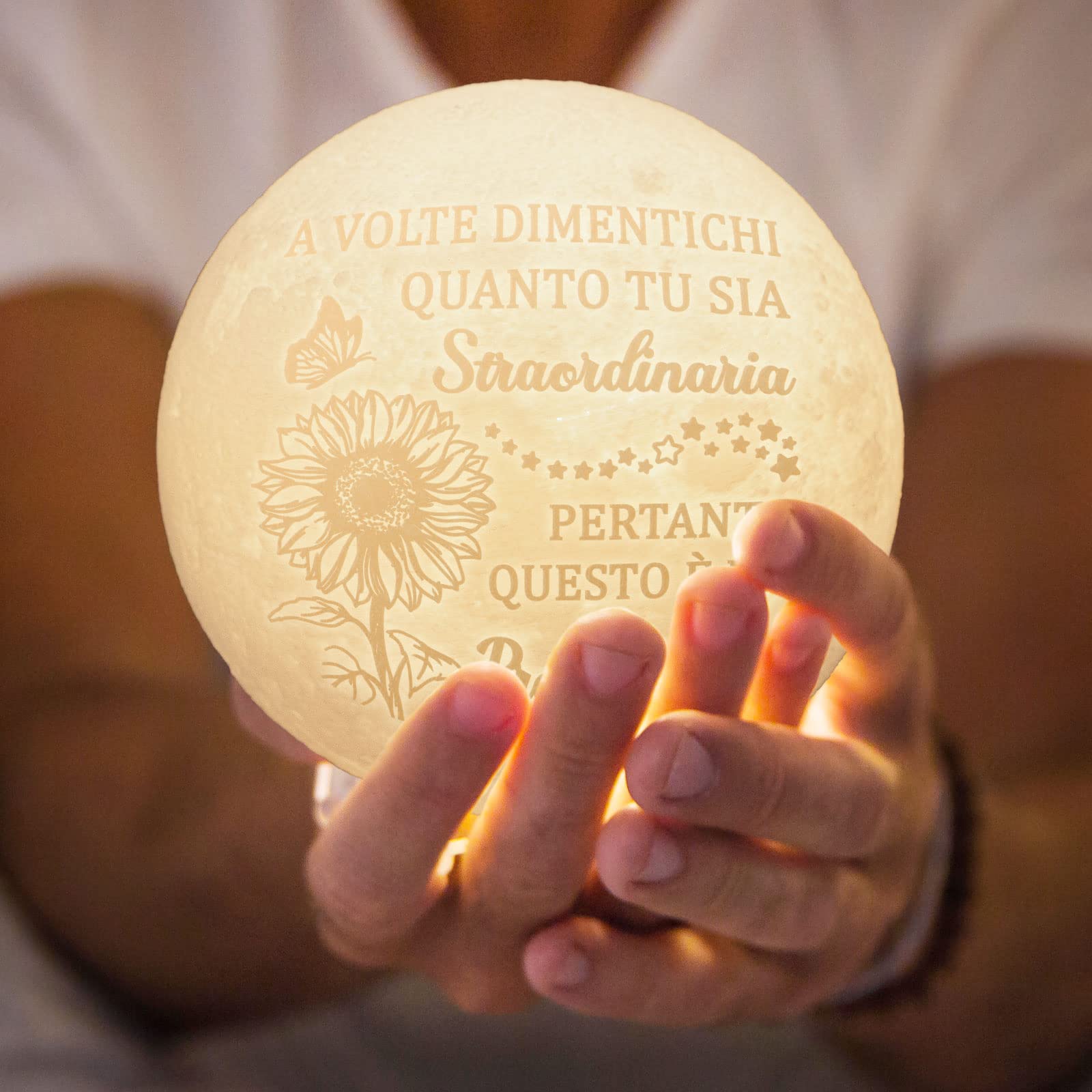 Regalo Donna - Motivazionale Lampada Luna, Lampada da Comodino | Abat Jour da Comodino | Idea Simpatica | Compleanno & Festa | Bambina Donna Uomo Amico Ado | Sorpresa Collega Ufficio