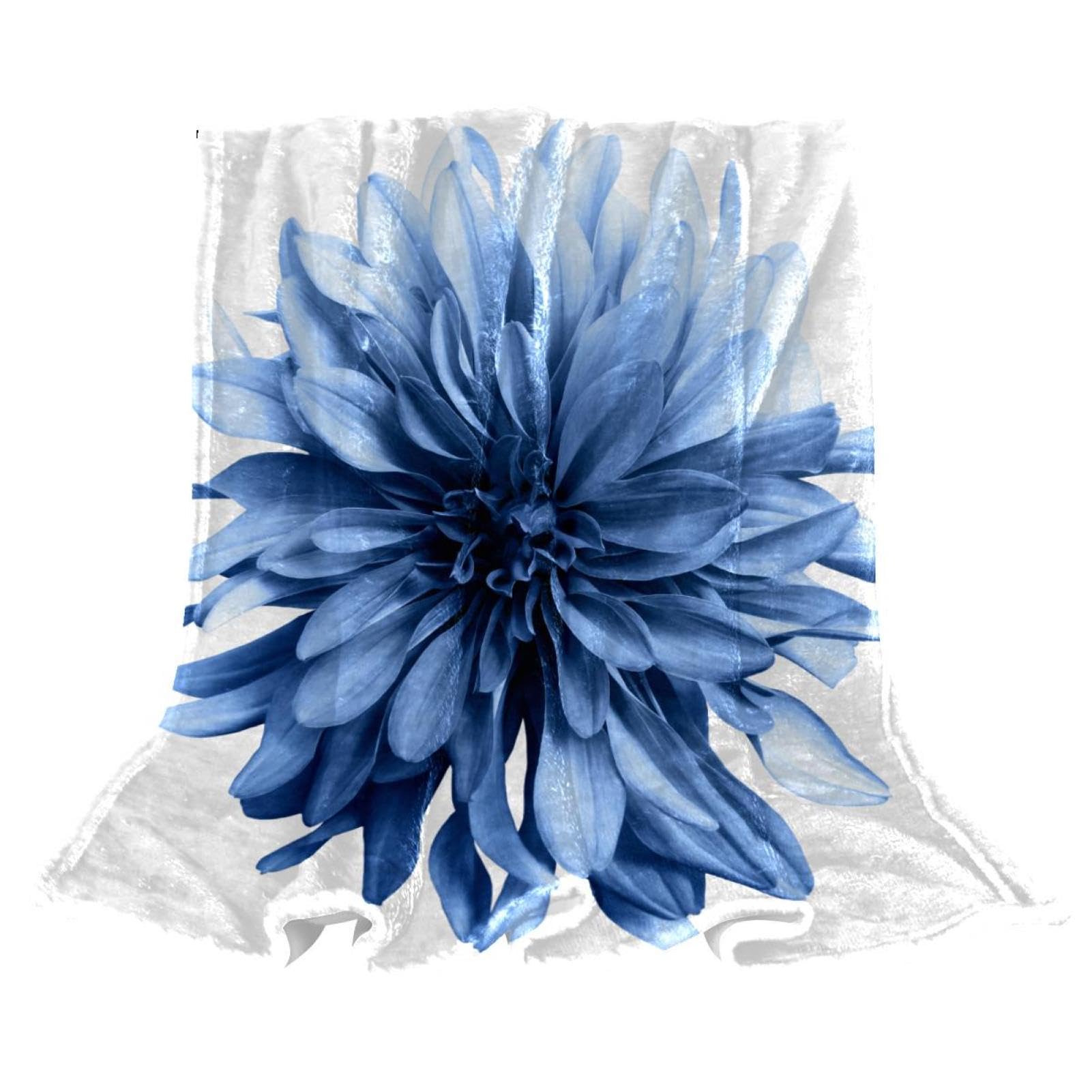 Couverture polaire fleur bleue douce et légère de taille 150x100cm