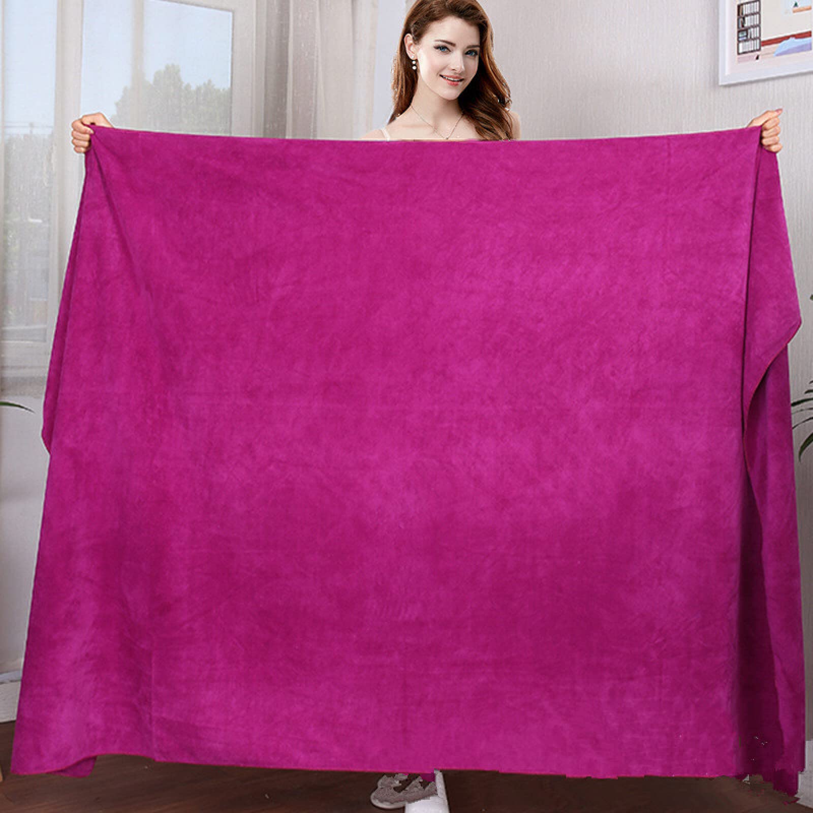 Grande Serviette De Bain, Linge De Lit, Serviette De Bain en Microfibre, Serviette Douce Super Absorbante, À Séchage Rapide, Écologique, Rouge Vin, 180X200Cm