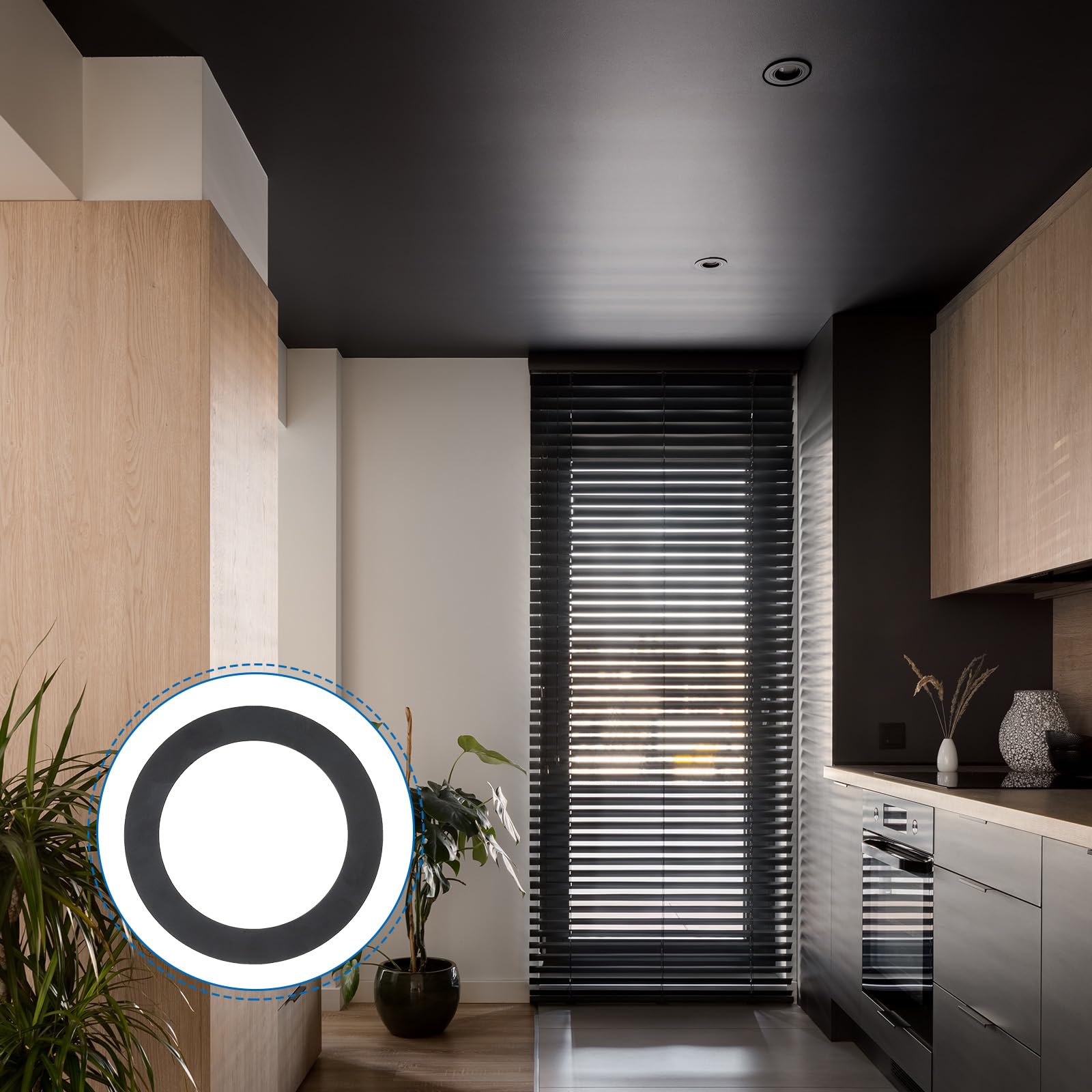 PATIKIL Anillos de Ajuste para Luces Empotradas ID 6.22" OD 10" 4 Piezas Anillos de Ajuste Metálicos para Cubrir Techo Pared Luces Empotradas LED Acabado Mate Negro