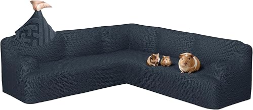 Miniatura 9 de Fundas para sofá seccional en forma de L de ROFASVCO, funda de sofá de 1 pieza elástica, antideslizante, lavable, funda de sofá de forro polar