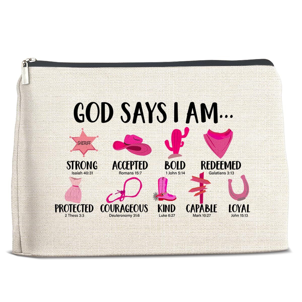 Soiceu Christian Gifts for Women Girls Her Cowgirl, Inspirational Religious Gifts Cowgirl Makeup Bag for Daughter Sister Bestie Granddaughter Cosmetic