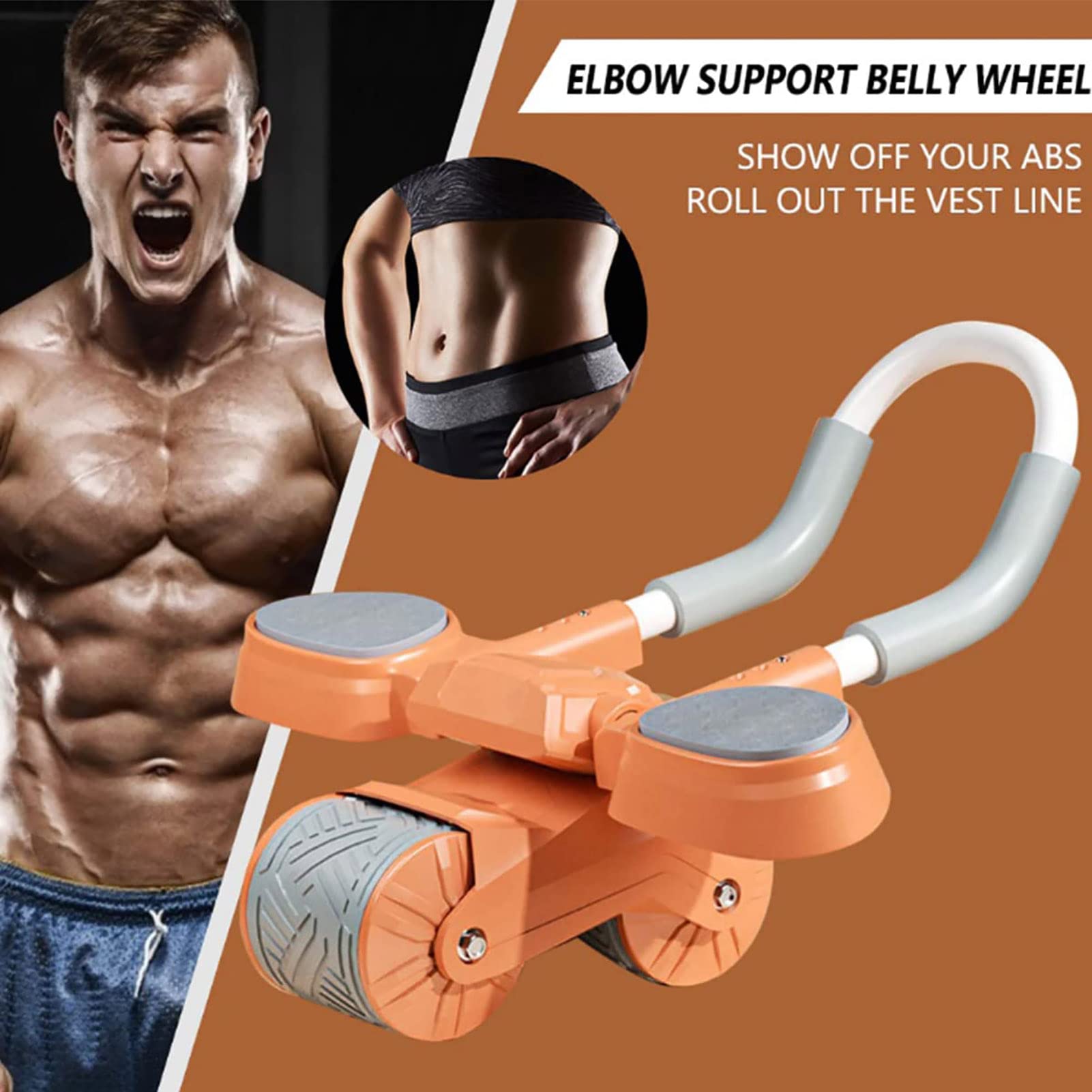 Rullo Addominale Uomo Attrezzo Fitness Addominali Ab Roller Con Rimbalzo Automatico - Rullo Addominale 4 Ruote Per Allenamento Core Attrezzo Palestra Casa Rullo Per Addominali