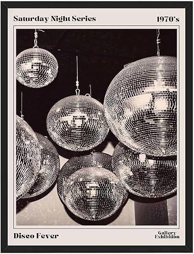 Arte de pared en blanco y negro de moda retro de los años 70, Saturday Night Disco Fever Magazine, póster de revista Funky Feminist Bar Cart