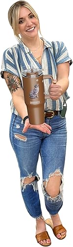 Miniatura 4 de SERENGETI - Vaso térmico de 40 onzas con asa y pajilla, con aislamiento al vacío con popote y tapa, taza de viaje de acero inoxidable para amantes