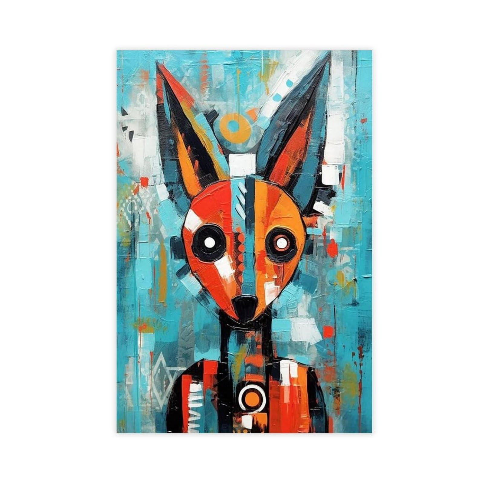 Utgn Fox Abstract Striking Fox Art Print Canvas Poster Wall Art Print Picture Paintings 16X24inch(40X60cm)