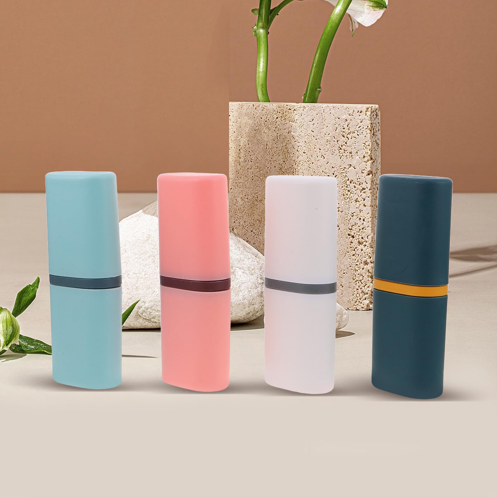 8 pezzi Porta Spazzolino da Viaggio con Custodia Contenitore per Dentifricio e Bicchiere Portatile Organizer Igienico in Plastica Robusta per Casa Campeggio Scuola e Business Trip