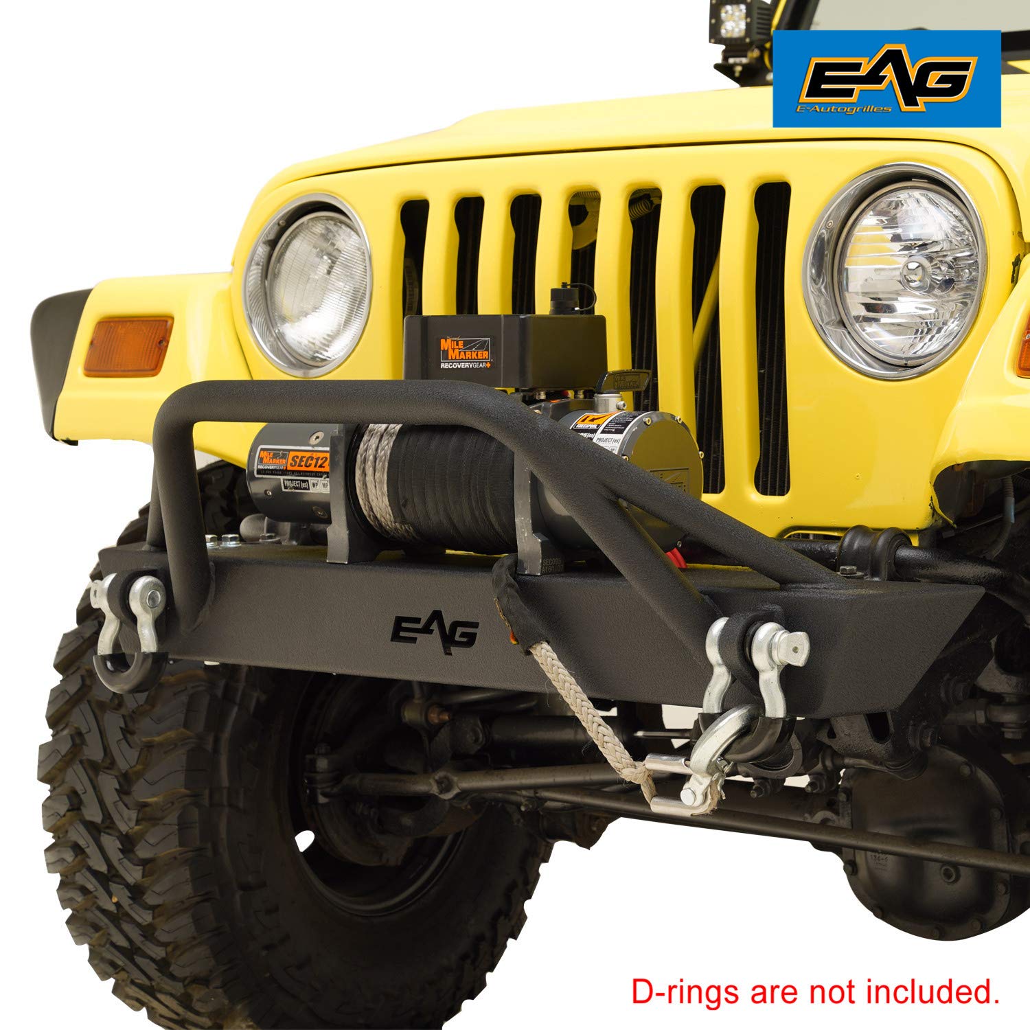 EAG Front Bumper and Rear Bumper Combo Black Textured Offroad Fit for