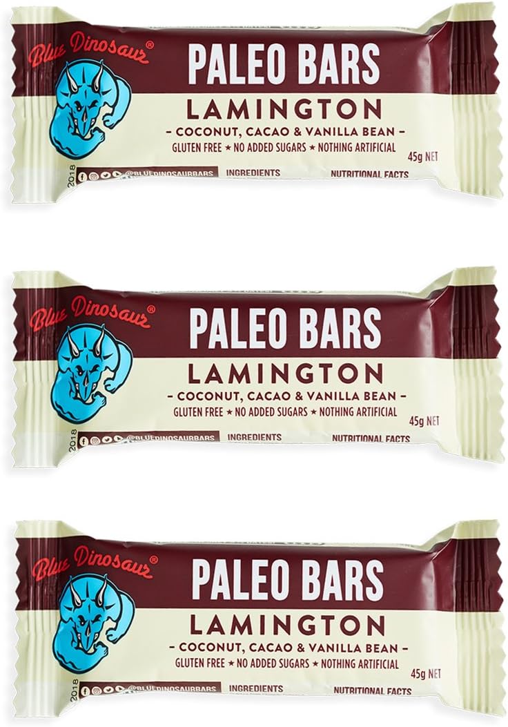 Paleo Bars, Cacao, Coconut & Vanilla Bean (Lamington), Vegan, Gluten Free - 1.6oz (3 Pack)