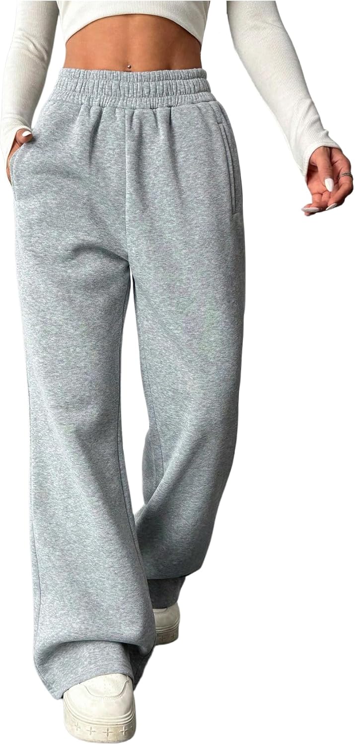 SHENHE Women's Fleece Lined Flare Sweatpants Elastic Waist Loose Athletic Pants Trousers