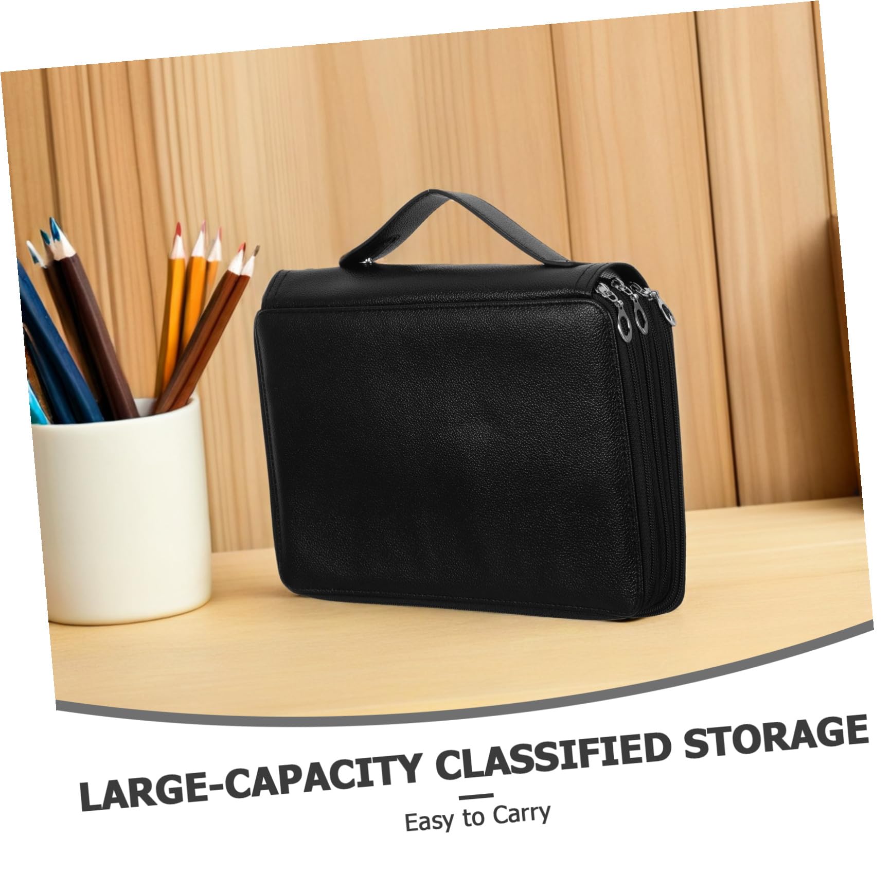 Astuccio Portamatite Colorate 200 Scomparti con Cerniera 4 Strati Grande Capacità Resistente con Cinturino da Polso Organizer Cancelleria Scuola Ufficio