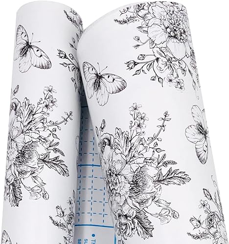 Miniatura 7 de SimpleLife4U Revestimiento de estante fácil de aplicar, papel decorativo extraíble para muebles para espacios de trabajo, mesas de sofá, mariposas