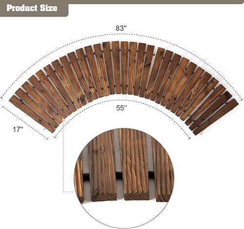 Miniatura 2 de Sendero de jardín enrollable curvo, pasarela de 7 pies para exteriores con superficie antideslizante, camino rústico, camino decorativo para patio