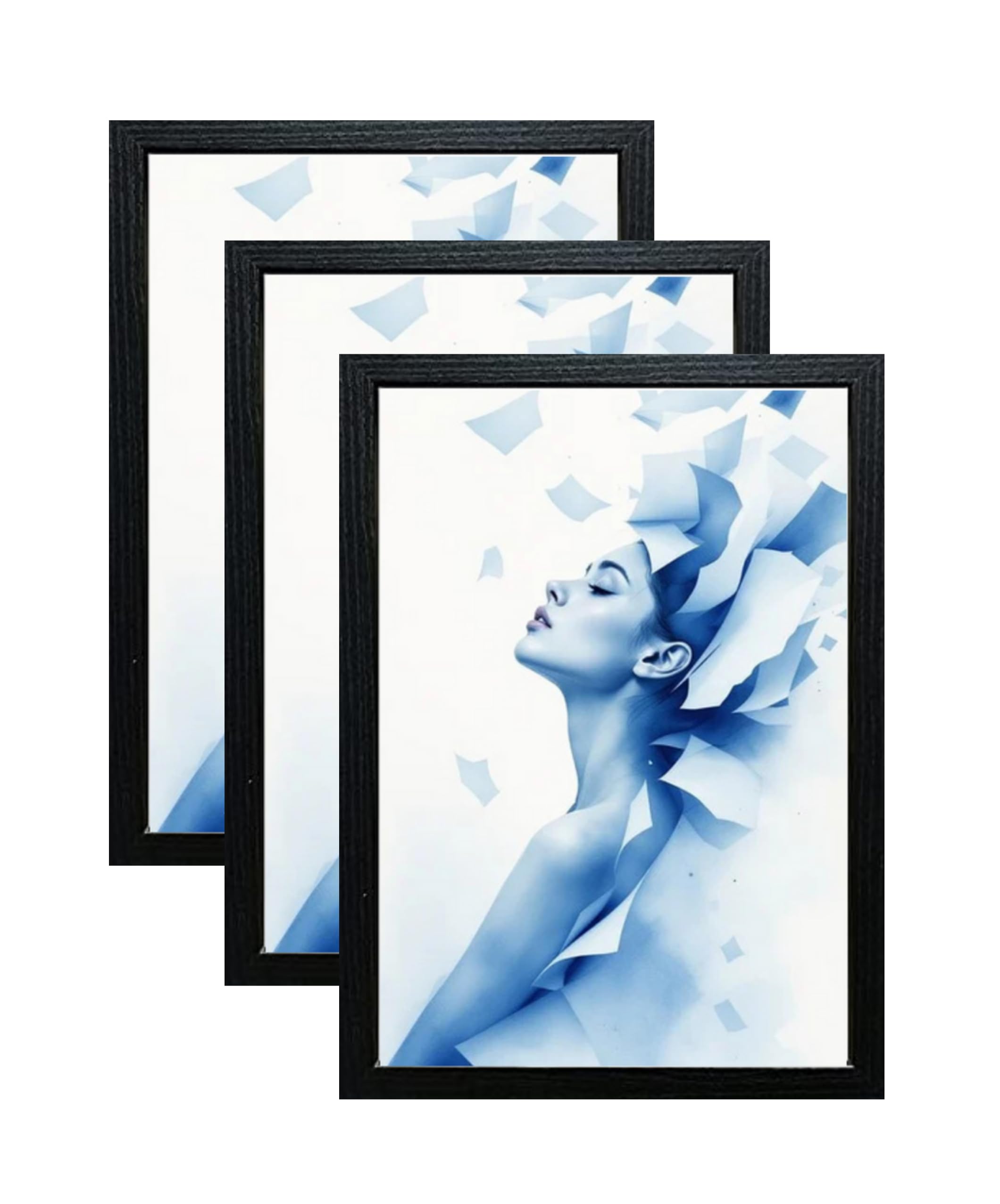 3 pack 45X60cm poster Frame, Black 100% Solid MDF Frames,60x45 Photo Frames with Plastic Acrylic Glass,17.7inx23.6in Poster Frame for Wall Mounting, Black Frame set of 3 (3)