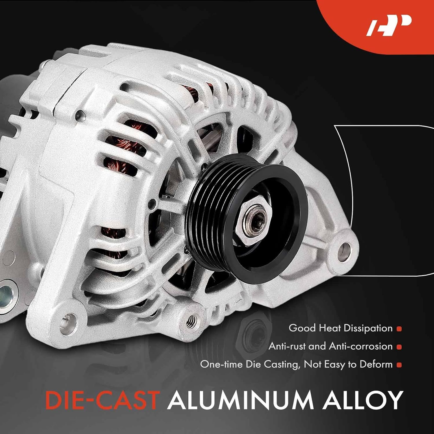 A-Premium Alternator Compatible with Kia Sedona 2002 2003 2004 2005 3.5L, 12V 120A 6-Groove Pulley Clockwise, Replace# 37300-39435