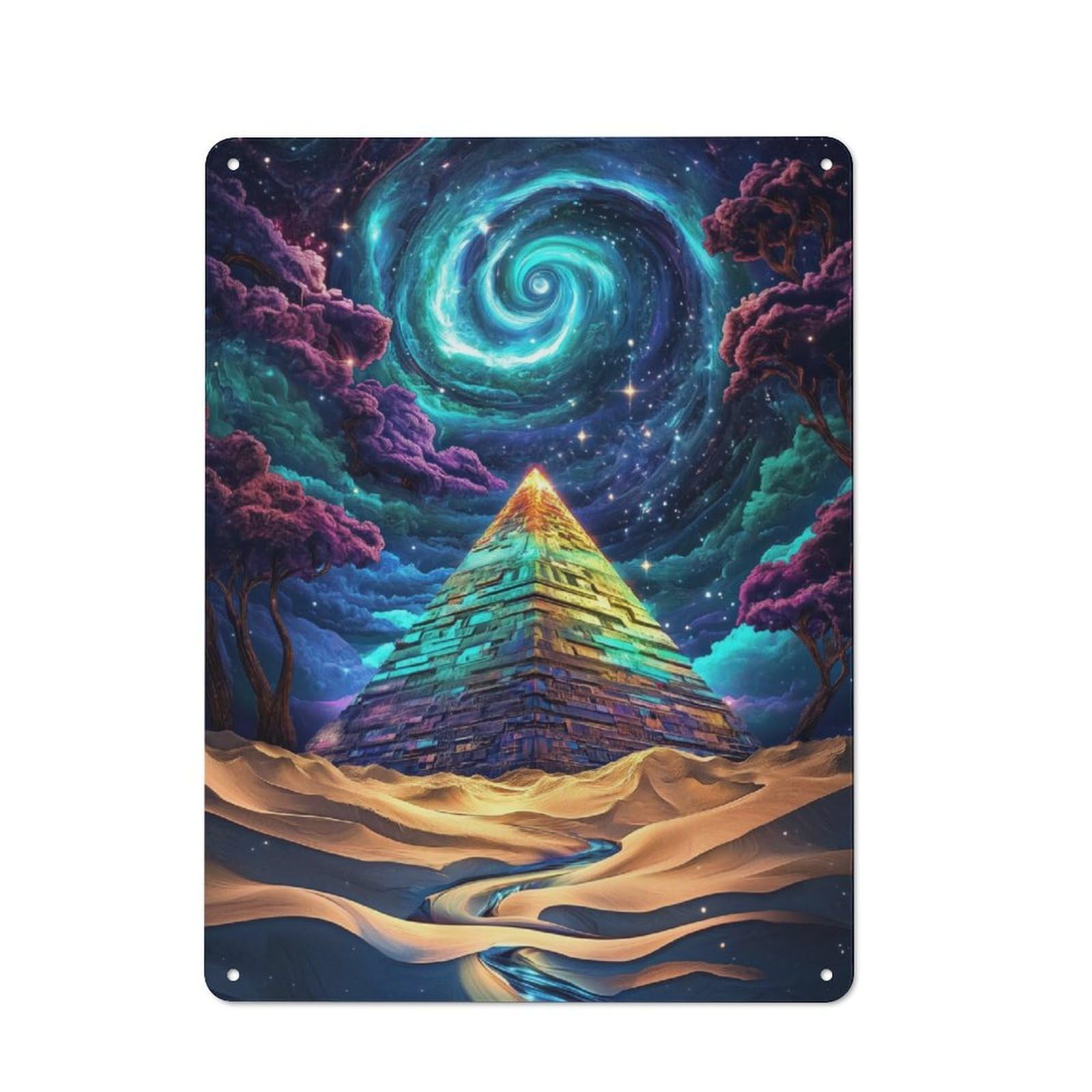 Junmoney Cosmic Pyramid Vintage Tin Sign 40X30cm With For Guest Room Or Hallway, Suited To Wall Displays In Guest Rooms And Hallways