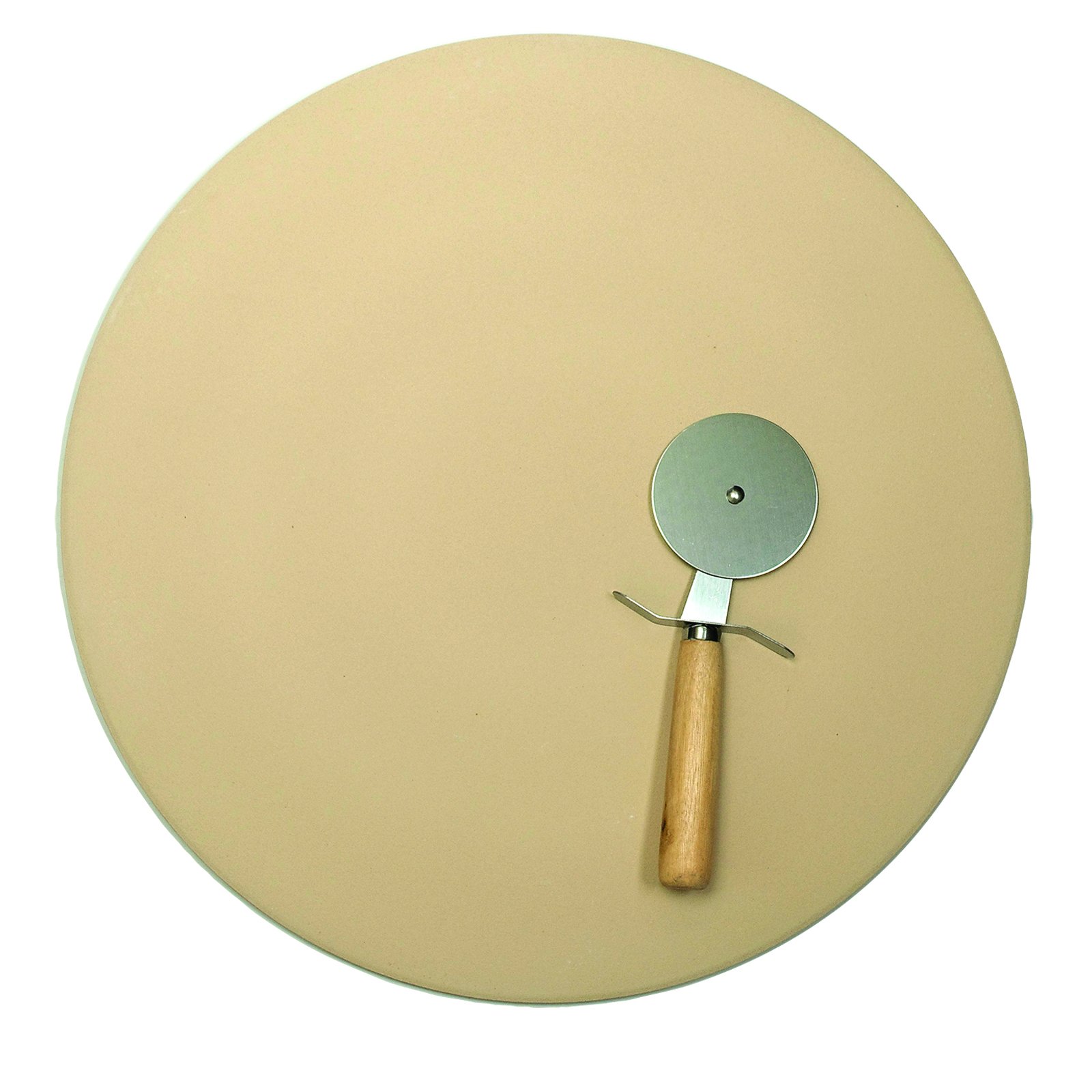 Ecolution Kitchen Extras Pizza Stone with Wooden Handle Cutter, 15-Inch by Ecolution