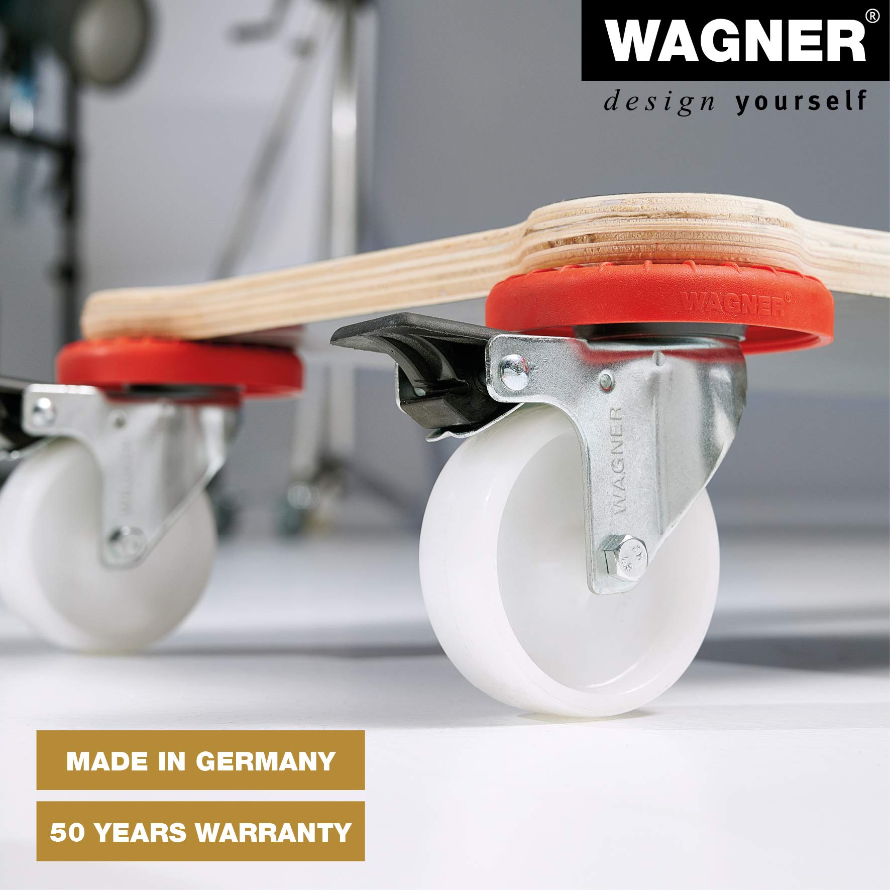WAGNER Transportroller Transporthilfe I Schichtholz mit Grip 71 x 31 x 12,5 cm, Tragkraft 200 kg I Umzugsrollbrett für Möbel I Möbelroller für Umzüge mit Umgebung Schutzprotektoren I FSC® I Made in DE