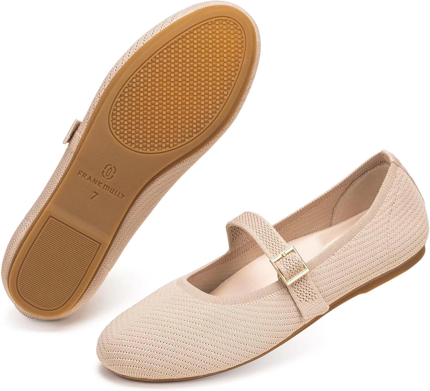 Frank Mully Women's Mary Jane Flats Comfortable Dressy Ballet Flats Casual Round Toe Slip On Washable Knitted Fabric Office Work Woman Shoes - Image 5