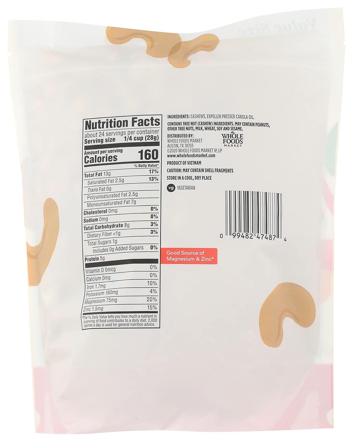 365 by Whole Foods Market, Cashews Roasted & Unsalted Value Size, 24 Ounce : Grocery & Gourmet Food