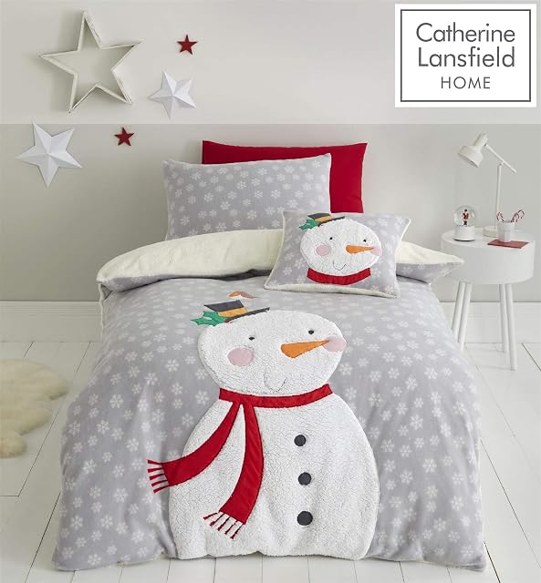 Catherine Lansfield Cosy Snowman Single Duvet Set Grey