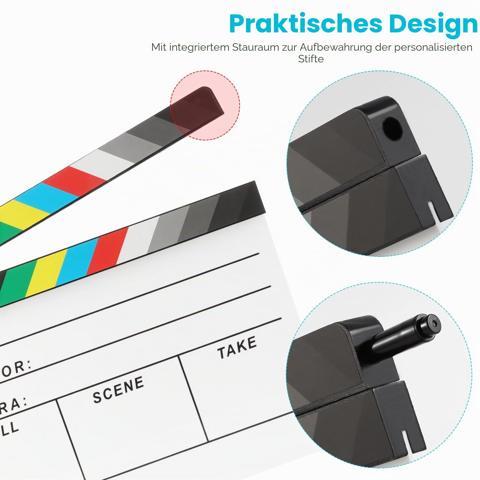 Acryl-Film-Regisseur, Schindelplatte, Fotografie, Video, TV, Aktionsszene, Schiefer mit magnetischem Tafelradierer, zwei benutzerdefinierten Stiften, Reinigungstuch und Sechskantschlüssel,
