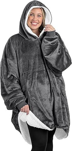 Bare Home B-Cozy - Manta con capucha, para llevar puesta, suave, afelpada, de sherpa, cálida, acogedora, de gran tamaño, disponible en tamaños para