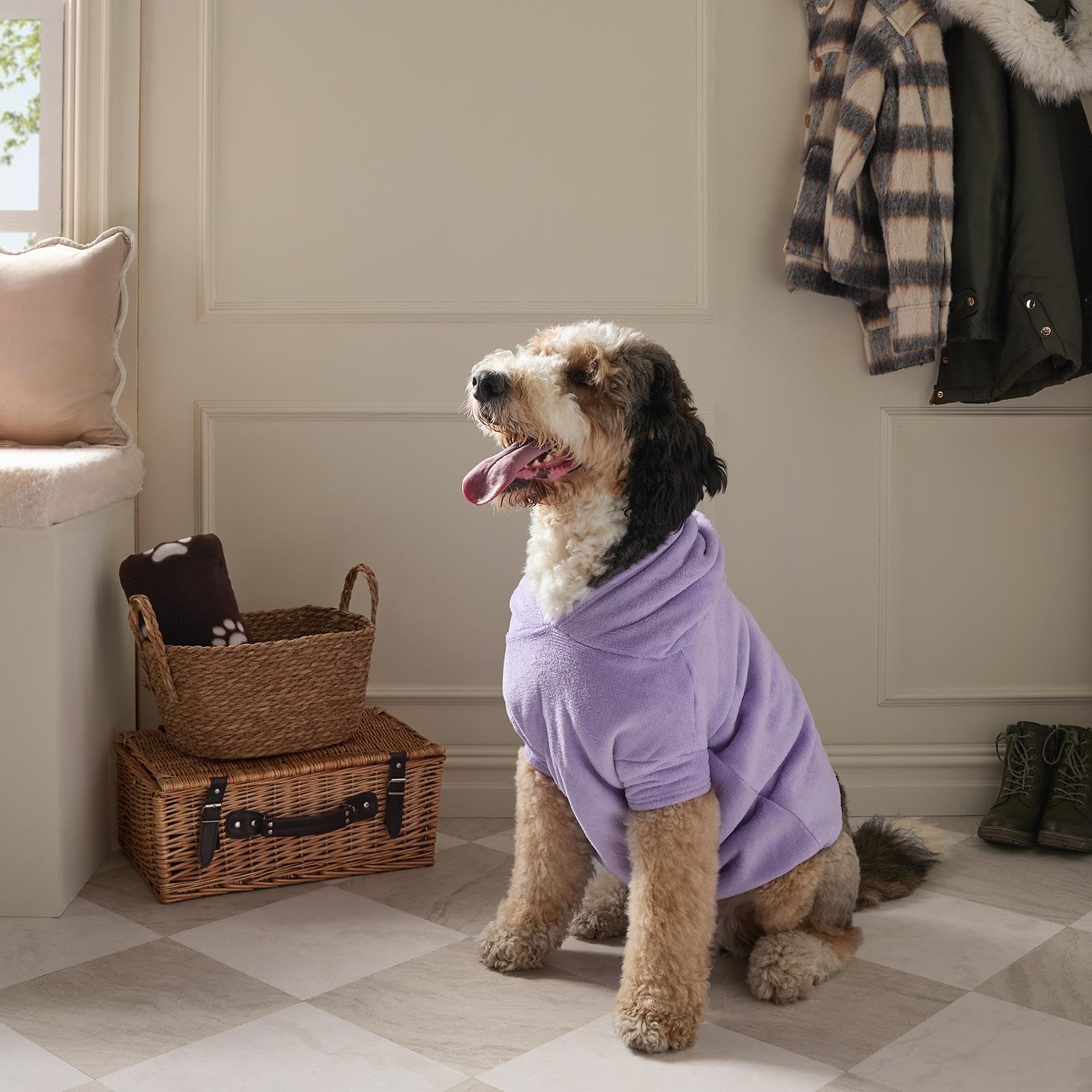 OHS Dog Hoodie Pet Clothes for Dog Cats Large Sherpa Fleece, Lilac Purple — image 1