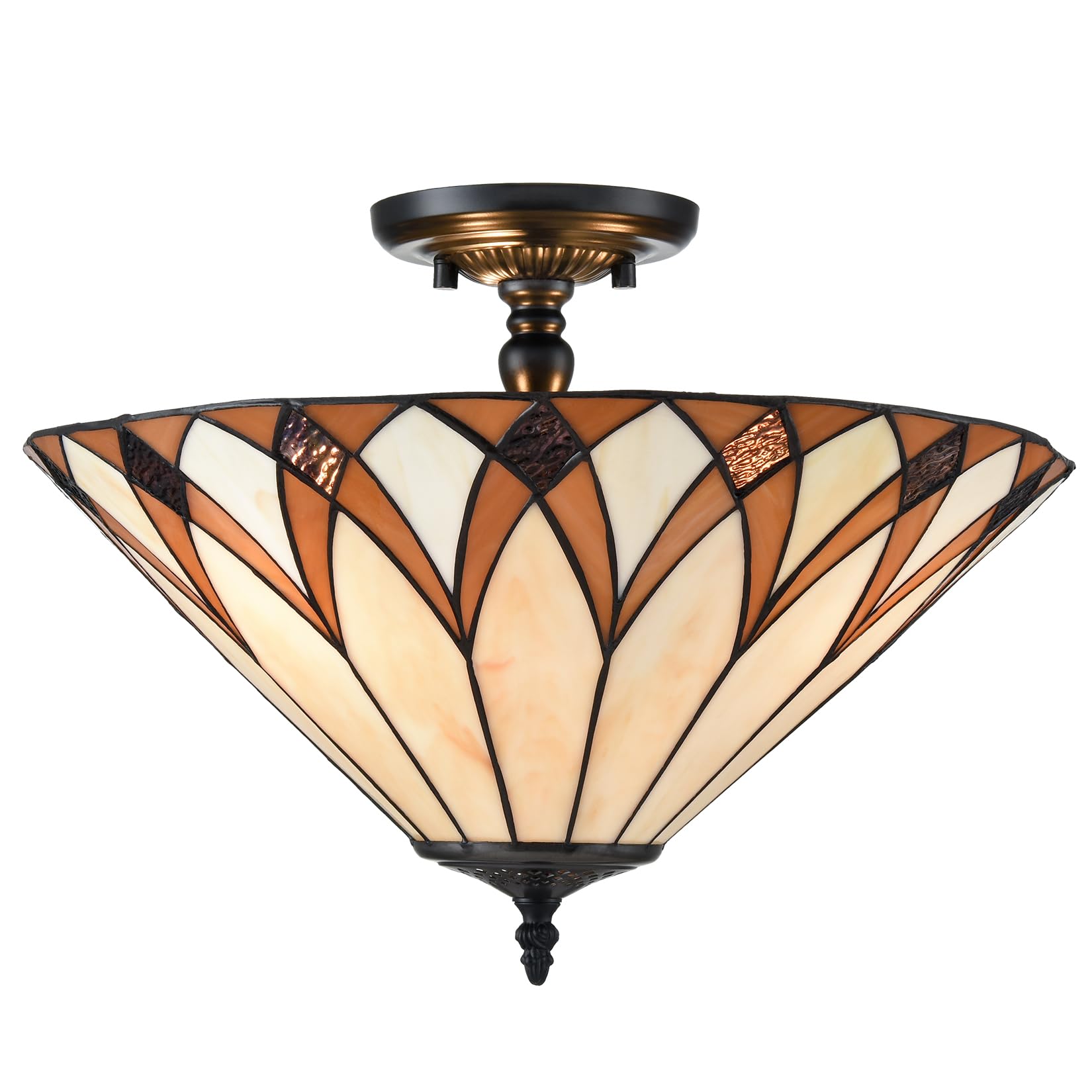 TEENYO Tiffany Style Semi Flush Mount Ceiling Light 3-Light 16.1
